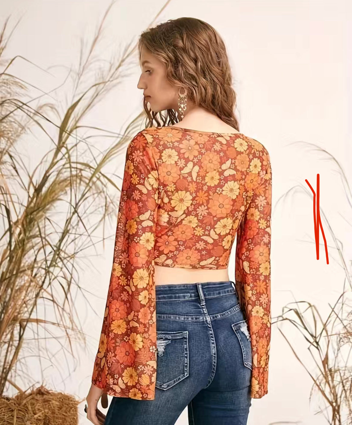 Autumn tie up crop top