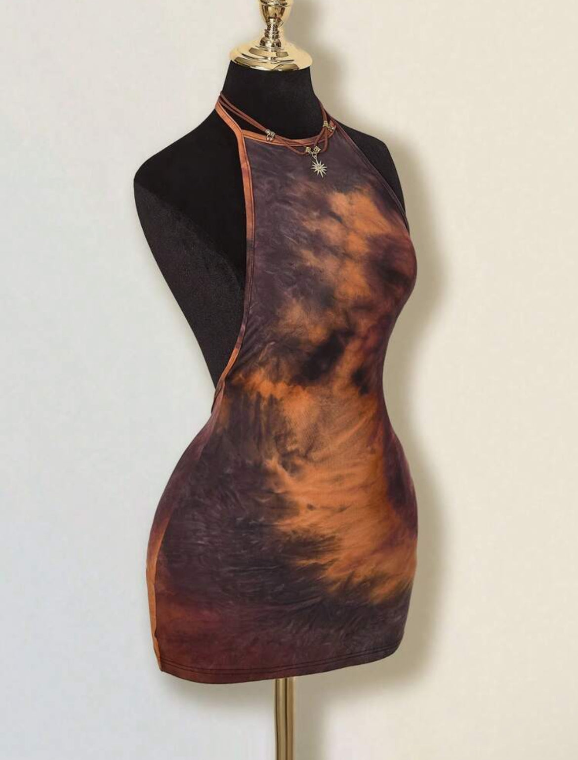 Caramel macchiato backless mini dress
