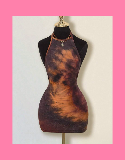 Caramel macchiato backless mini dress