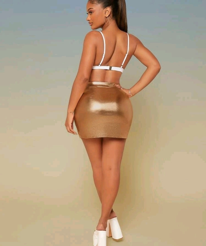 Liquid Gold mini skirt